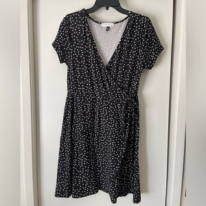 Planet Gold Black and White Polka Dot Midi Dress